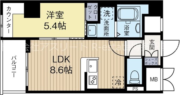 中洲川端駅 徒歩15分 6階の物件間取画像